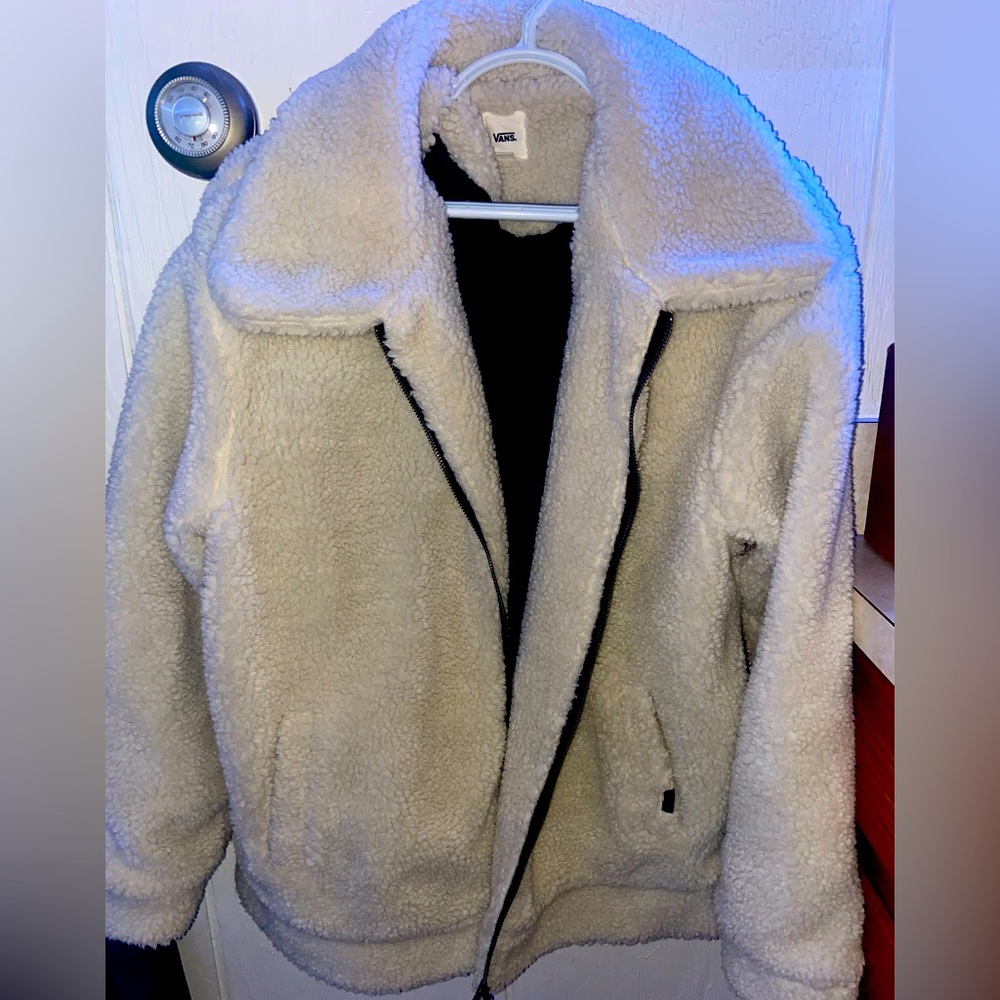Vans fleece teddy jacket size medium white cream